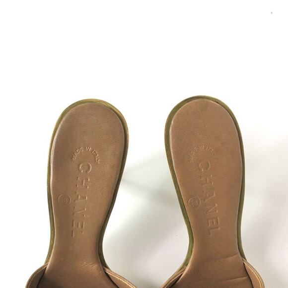 Vintage Chanel Interlocking CC Monogram Satin Slip On Mules Sandals 36.5 - Picture 4 of 9